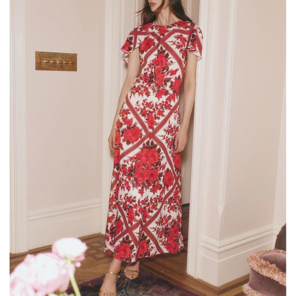 Hill House Floral Red and White Maxi Dress